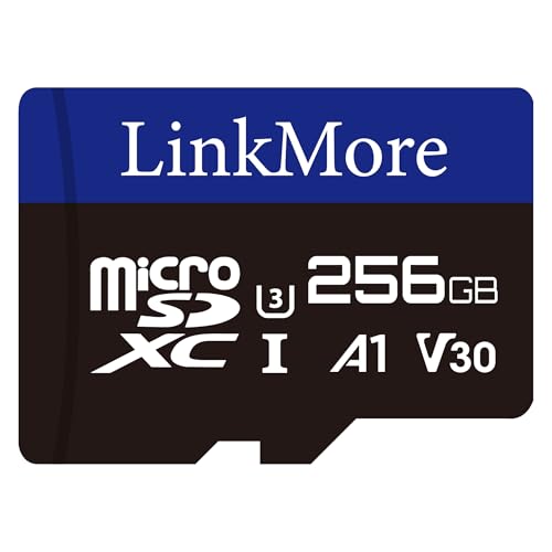 Image of LinkMore XV13 256GB MicroSD Memory Card, MicroSDXC A1 UHS-I U3 V30 Class 10, Read Up to 95MB /s, Write Up to 65MB /s, SD Adapter Included