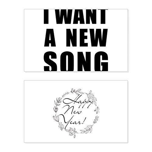 Tarjeta de Año Nuevo con mensaje «I Want A New Song» ideal para regalar buenos deseos