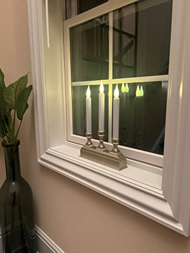 Image of 612 Vermont Battery Operated LED Window Candelabra with Sensor and 8 Hour Timer (Pewter)