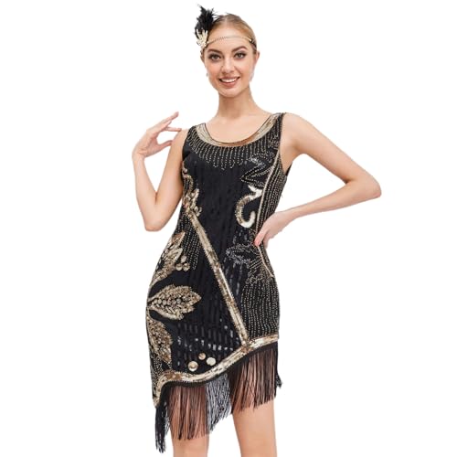 Robe Années 20 Flapper avec Franges et Broderies Géométriques - 5