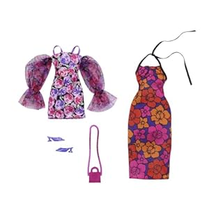Barbie Clothes Set, Fashion & Accessory 2-Pack Dolls, 2 Dressy Floral-Themed Outfits with Styling Pieces for Complete Looks