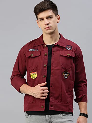 VOXATI Men's Denim Jacket XL Maroon - Image 4