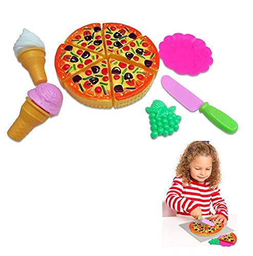 Dazzling Toys Pizza Party Food Set 11 Piece Pretend Play Food Cooking Pack for Kids Christmas Toy Connect and Cut Pizza Pie with Accessories