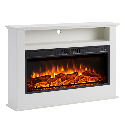 Image of FLAMEKO Sahara Electric Fireplace with 105cm/41" surround and Realistic Flame Effect Heater White Multiple Colours Available