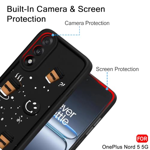 Image of TheGiftKart Back Cover Case for OnePlus Nord 5 5G | Cute Fun Cartoon 3D Smiley Coffee Case | Full Camera Protection | Shockproof Back Cover Case for OnePlus Nord 5 5G (Silicone, Black)