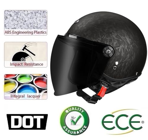 Casco abierto 3/4 de cuero PU con doble visera solar para moto 3