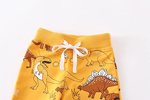 Boys 2Pack Casual Dinosaur Elastic Waist Cotton Jogger Sweatpants with Drawstring Pockets 1-7T4
