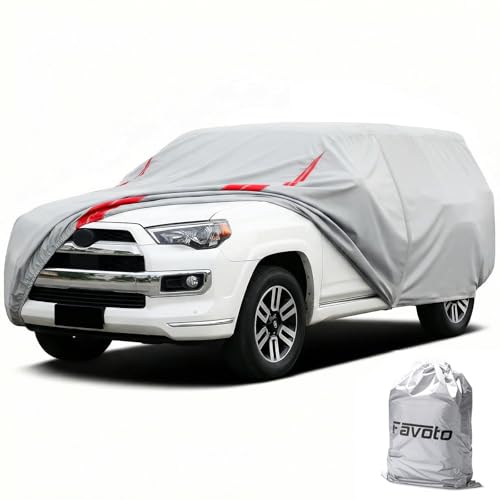 Image of Favoto Car Cover Waterproof Custom Fit for Toyota 4Runner (2003-2026) | Windproof Heavy Duty Car Cover for Automobiles Outdoor with Reflective Strips All Weather Rain Dust Snow UV Protection