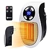Chauffage d'appoint 450 W - Prise murale programmable - Chauffage électrique sûr et silencieux avec télécommande, écran LED, thermostat réglable, minuterie et protection contre la surchauffe