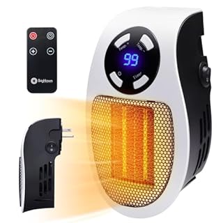 Chauffage d'appoint 450 W - Prise murale programmable - Chauffage électrique sûr et silencieux avec télécommande, écran LED, thermostat réglable, minuterie et protection contre la surchauffe