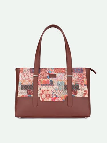 Image of ZOUK Handcrafted Vegan Leather Travel Tote Bag for Women with Multiple Compartments | Spacious Water-Resistant Shoulder Bag for Travel, Vacation, Day Trips |