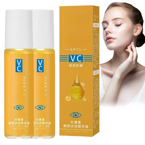 2pcs Lutein & Vitamin C Eye Cream for Dark Circles,Puffy Eyes & Wrinkles–Anti-Aging Eye Serum with Cooling Rollerball,E/ye Bags Treatment for Men & Women,Firming under E/ye Cream for Puffiness
