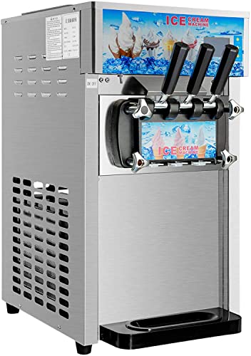 CREWORKS Kommerzielle Eiscreme Maschine Speiseeisbereiter Soft Ice Cream Maker 3 Geschmack 18L/H Edelstahl…