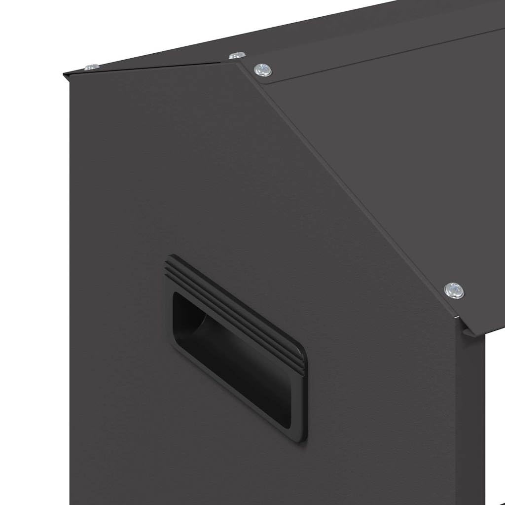 Comedero gallinero Gran capacidad 15 kg, bandeja de alimentación gallinas acero negro 81 x 32 x 53,5 cm, diseño moderno resistente a la intemperie para jardín o terraza, fácil de limpiar.