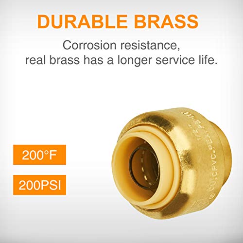 image for SUNGATOR End Cap, 1/2-Inch Push Fit PEX Cap Fittings, Push-to-Connect,