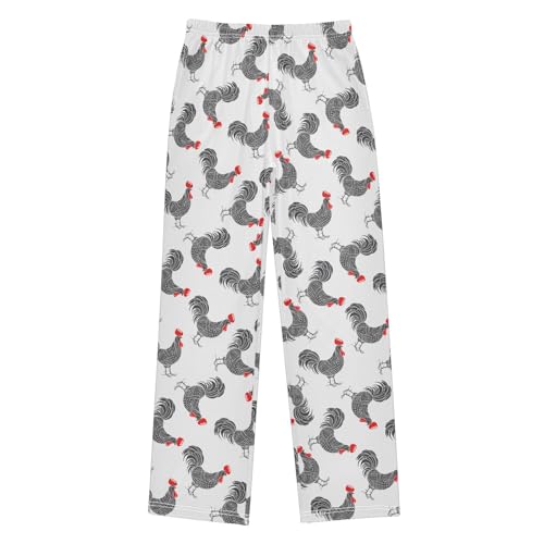 Rooster Animal Boys Long Pants Soft Trousers Elastic Waist Kids Lounge Bottoms with Pockets S-XL