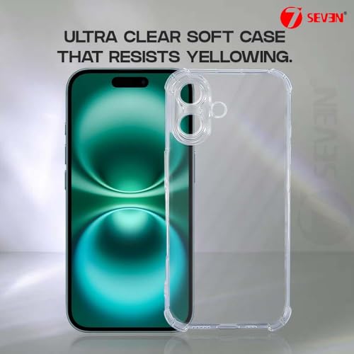Image of 7SEVEN Compatible with iPhone 16 Transparent Back Cover Soft TPU Silicone Case Shockproof Flexible Bumper Raised Camera Edges Protection Slim and Lightweight Crystal Clear Protective Phone Case