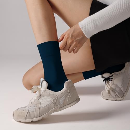 Image of ANDERE ARTE Womens Viscose Bamboo Crew Socks Casual Calf Dress Socks Soft Above Ankle Sock 3-5 Pairs