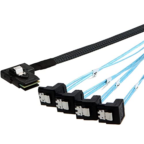 Câble Mini SAS SFF-8087 vers 4 SATA pour serveur informatique interne noir de 1m - 2