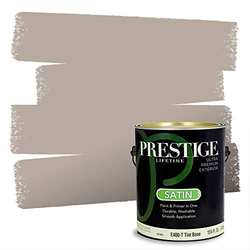 PRESTIGE Paints Exterior Paint and Primer In One, 1-Gallon, Satin, Comparable Match of Sherwin Williams* Perfect Greige*