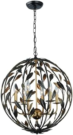 Crystorama Broche 6 Light English Bronze + Antique Gold Sphere Chandelier