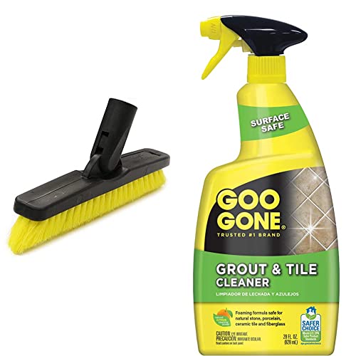Unger Swivel Grout and Corner Scrub Brush Head & Goo Gone Grout & Tile Cleaner - 28 Ounce - Removes Tough Stains Dirt Caused by Mold Mildew Soap Scum and Hard Water Staining
