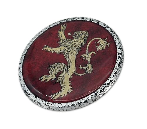 Image of Elektroplate Officially Licensed Game of Thrones House Lannister Sigil Round Distresssed Chrome All Metal Emblem for Cars, Trucks, and All Auto | Universal Fit at 3.5 inch Diameter | Weatherproof