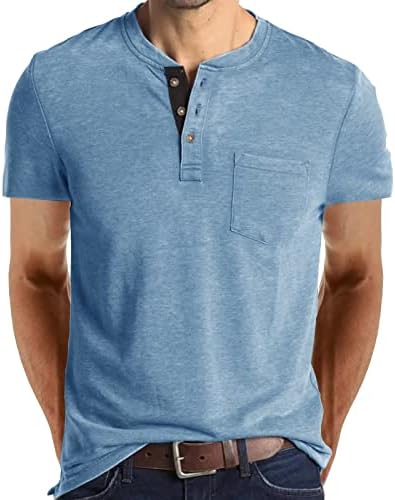 SEGANUP Casual Men's Henley Shirt Short Sleeve Fashion Button Lightweight T-Shirts with Pocket