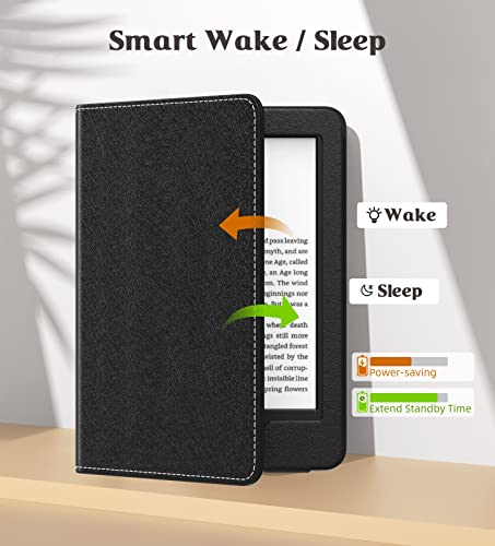 Image of MoKo Case for All-New 6 inch Kindle(11th Generation, 2024 /2022 Release) /(10th /8th Gen, 2019 /2016), Ultra Lightweight PU Shell Cover with Auto Wake /Sleep for Kindle 2024, Black