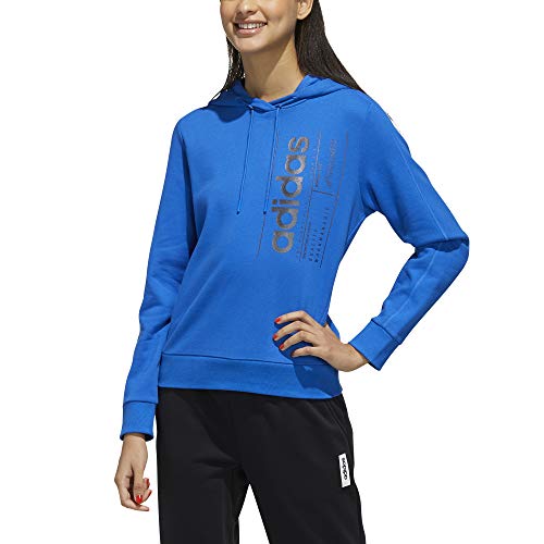Adidas W BB HDY, Felpa Donna, Blu/Nero, S