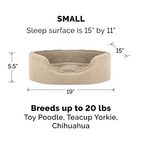 Furhaven Pet Bed For Dogs And Cats - Terry And Suede Oval Cuddler Dog Bed With Removable Washable Cover And Pillow Cushion, Clay, Small #TOP1