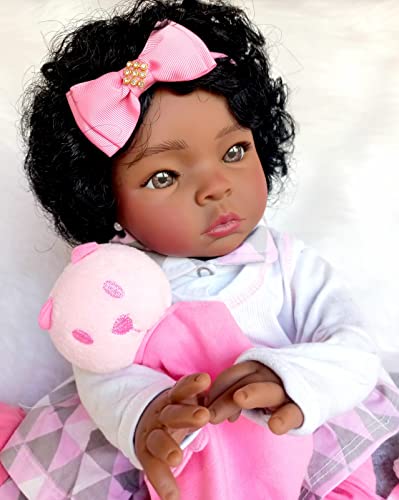 Boneca Negra Bebê Realista Menina Princesa Reborn Acessórios