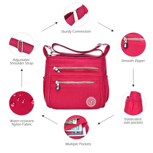 Women Crossbody Bag Multi Pocket Casual Messenger Bag Nylon Shoulder Handbag Waterproof Ladies Travel Purse4