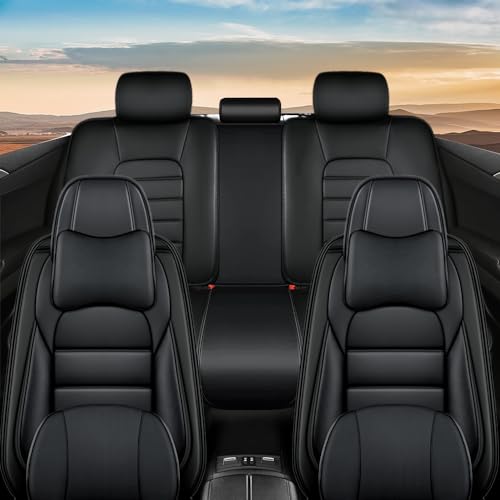 Image of Nappa Leather Seat Covers for Subaru Outback 2006-2024,Luxury Car Seat Covers Full Set,Waterproof Seat Protectors Auto Seat Covers,Breathable Nonslip Interior Cover Seats for Cars(Solid Black)