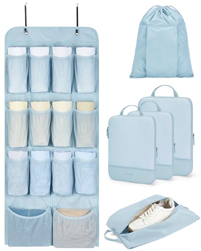 Image of BAGSMART Hanging Compression Packing Cubes for Closet Organizers And Storage, 6 Set Suitcase Organizer Bags Set, Cruise Travel Essentials for Women | Hanging, Compression, Packing Cubes, for Women
