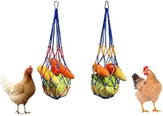 Hen Cabbage Feeder Hanging Veggies Fruit Skewers Vegetable String Bag Feeder Toys for Chickens Goose Duck Large Birds 2pcs