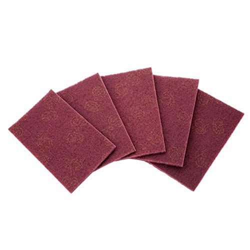 Vikye 5Pcs/Set Red Fine/Coarse Scouring Pads, Abrasive Hand Scouring Pad, Industrial Scourer, Compatible with Aluminum, Alloy Steel, Glass, Plastic, Wood, Metal, Iron, Stainless Steel, Copper