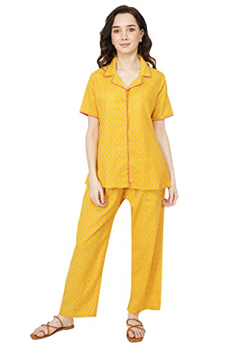 Image of Safeera Cotton Floral Printed 2 Piece Night Suit Top & Pajama Set for Women & Girls