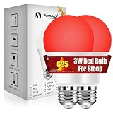 Neporal 625nm Red Light Bulbs for Sleep 3W, 100% Blue Light Blocking Bulbs for Melatonin Promote, A19 40W Eq. Soft Red Night Light Bulb for Sleep, Read, Baby Nursery 2PK (White When Off, Red When on)