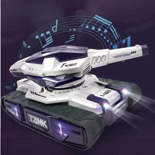 Carrinho Tanque de Guerra Controle Remoto - Dispara Bolinhas de Gel, Gira 360°, Fumaça, Luzes LED e