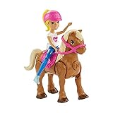 barbie pony tale full movie Pferd ca. 9 x 7 groß Barbie FHV63 On The Go Puppe (blond) & hellbraunes Mini Pony mit pinkfarbenem Sattel