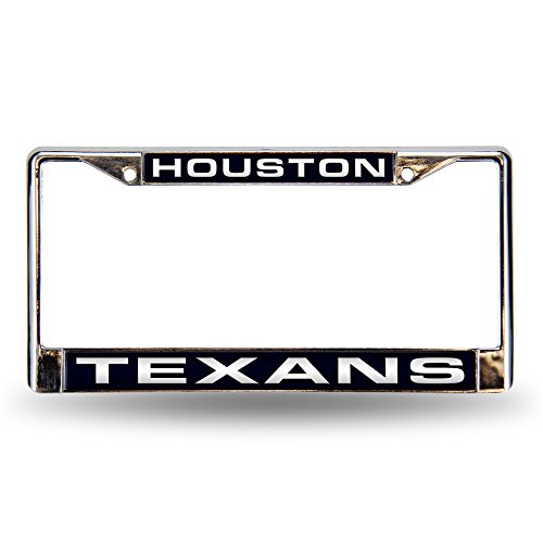 Rico Industries NFL Houston Texans Laser Cut Inlaid Standard Chrome License Plate Frame