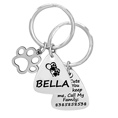 Image of Jypr Customized Product's Pet Id Tag Personalize Black Laser Engraved Name Locket Collar Tag For Your Loving Pet Dog, Cat 2 Mm Thick With Little Paw Charm (Drop Shape (28 Mm X 24 Mm Small)), 1 Label