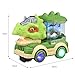 Automatic Self-Driving Dinosaur Truck, Dinosaur Toys, DinosaurTruck with Spray, Roar, LED Lights & Obstacle Avoidance, No Remote Control Needed, 360° Rotating Smart Car for Boys Girls (GREEN)