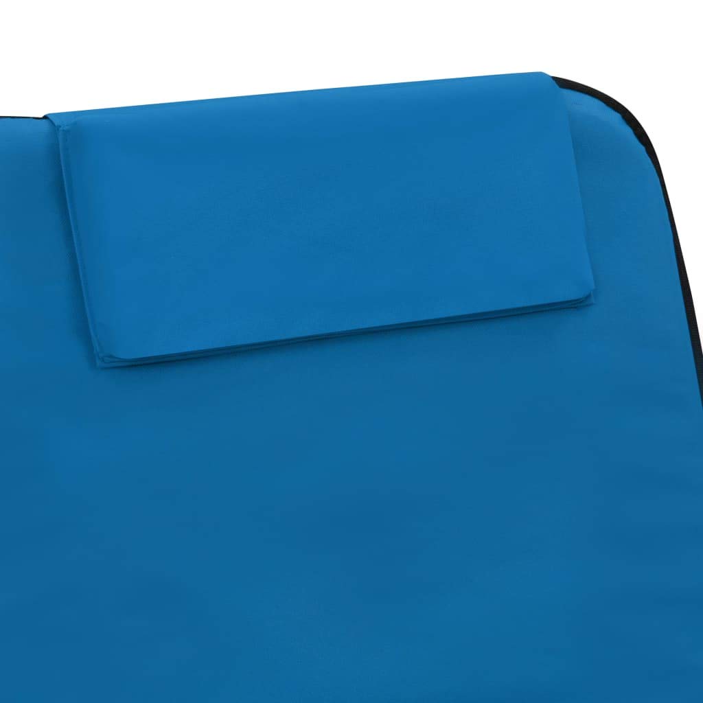 Festnight Tapis de Plage Pliable 2 pcs Chaise de Plage Bains de Soleil Matelas de Plage avec Dossier Tissu Bleu