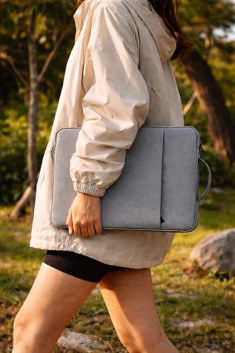 Image of RichAxis 13 inch Laptop Sleeve Cover Bag | Fits 12.5-13.3 inch Laptops & Tablet | Water-Resistant Fabric, Padded Interior | Ideal for Office, College & Travel (Light Grey, 13.3 Inch)
