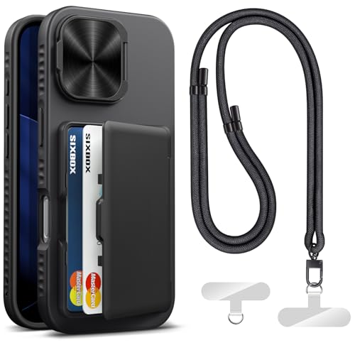Image of for iPhone 17 Case Wallet with Stand & Phone Lanyard Crossbody (2X Phone Tabs) & Card Holder & Camera Cover, Military Grade Drop Protection Phone Case for iPhone 17 6.3 inch 2025, Black