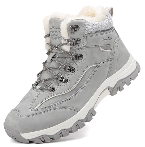 ARRIGO BELLO Bottes Femme Bottine Bottes de Neige Boots Hiver Chaussures Chaudes Fourrure Randonnée Les Loisirs 36-41 (Gris5071, 41)
