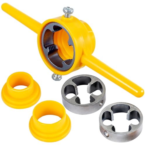 Juego de 6 piezas de enhebrador de tuberías reutilizables de PVC con troqueles de 1/2 pulgada, 3/4 pulgadas y 1 pulgada, enhebrador de tuberías, kit de herramientas manuales manuales para tubería