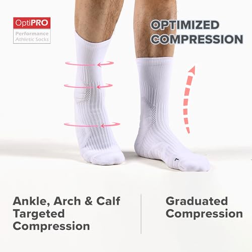 Compression Running Socks Men – Cushion Padded Anti-Blister, Moisture Wicking Cooling, Athletic Socks Crew, 3 Pairs4